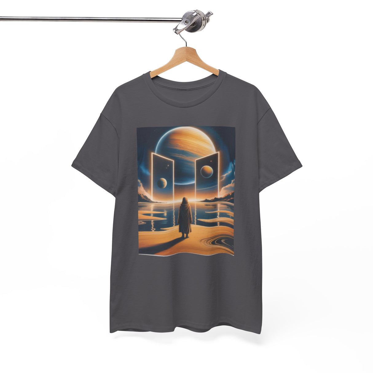 Youthful person enjoying a casual day out while wearing the Cosmic Gateway T-Shirt.