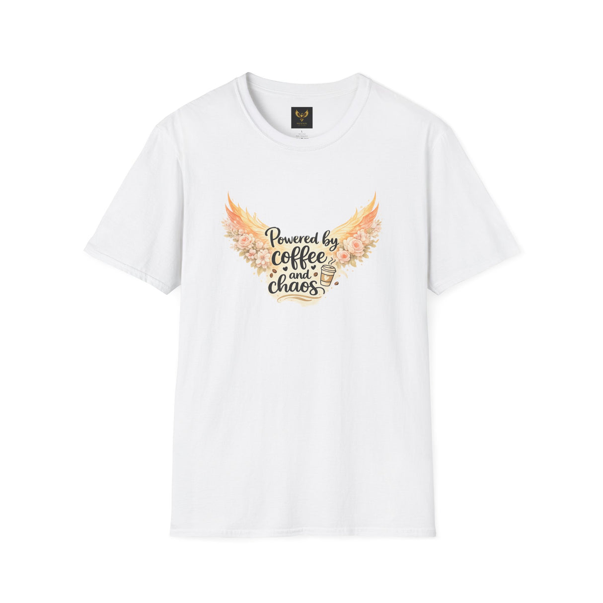 "Powered by Coffee and Chaos" Graphic Tee — Rebirth Stylish Women T-Shirt
