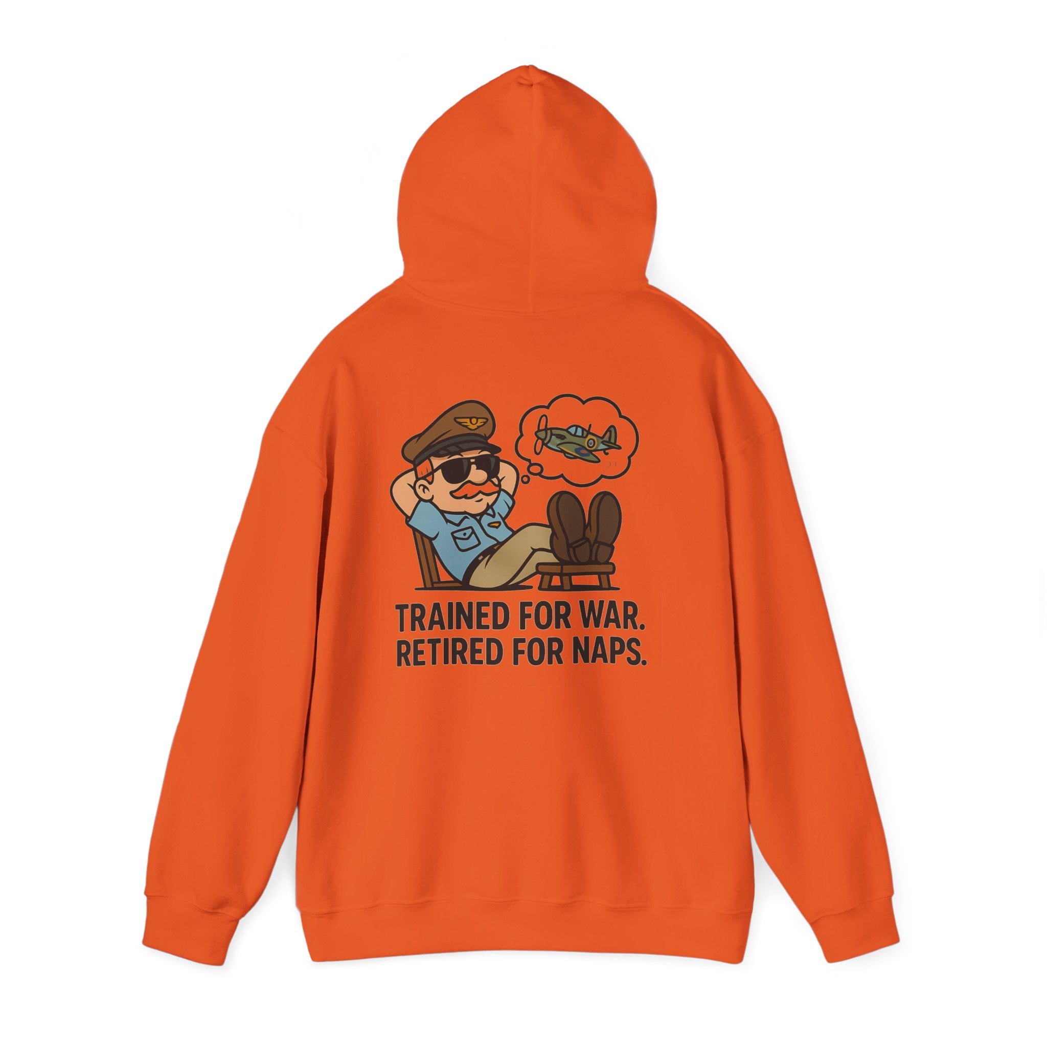 Side view of the Retired for Naps Hoodie, highlighting its tubular knit design and smooth fit.