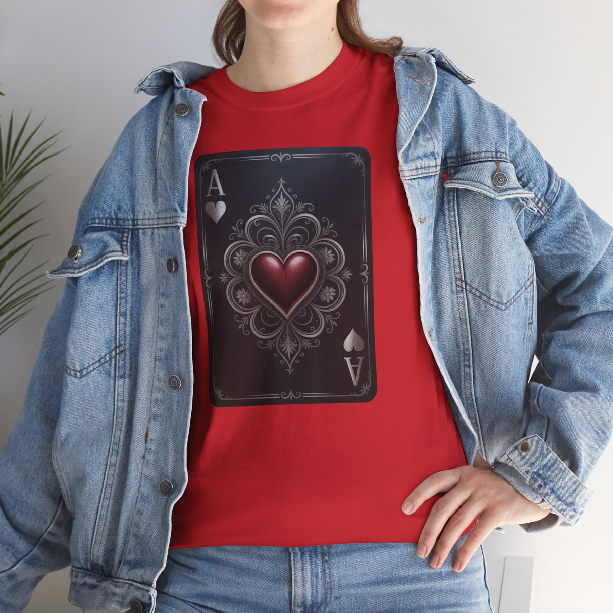 Heavy Cotton Tee — Ace of Hearts, Classic Comfort T-Shirt in multiple colors laid flat to showcase available options.