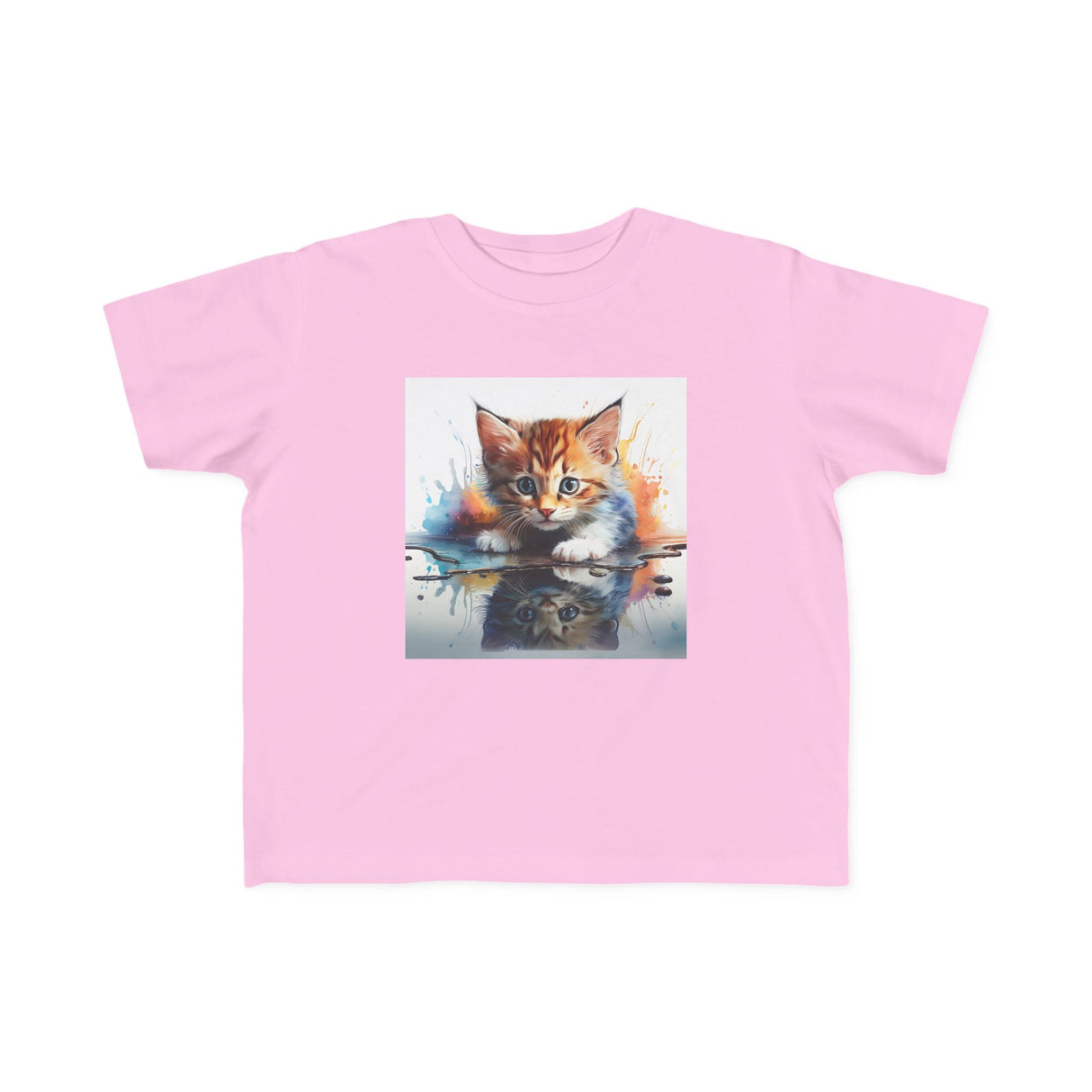Durable design details of the Whimsical Cat Art Toddler Tee Kids' Clothing, showcasing shoulder tape and ribbed knit collar for lasting wear.
