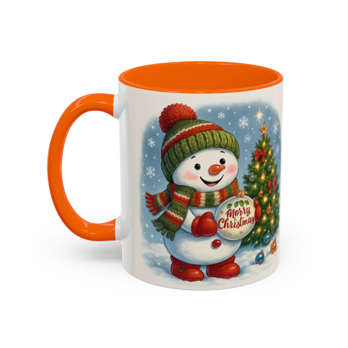 Person sipping hot beverage from the Christmas Snowman Coffee Mug, depicting cozy holiday moments.