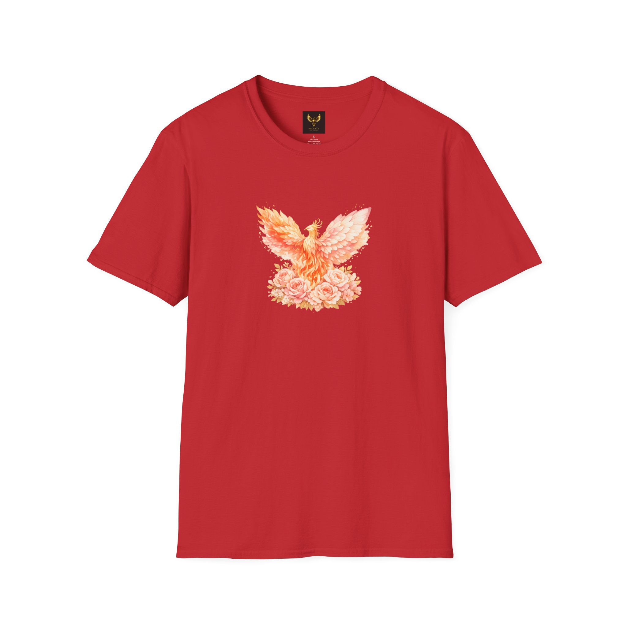 Phoenix Floral Graphic T Shirt Watercolor Rising Bird Tee