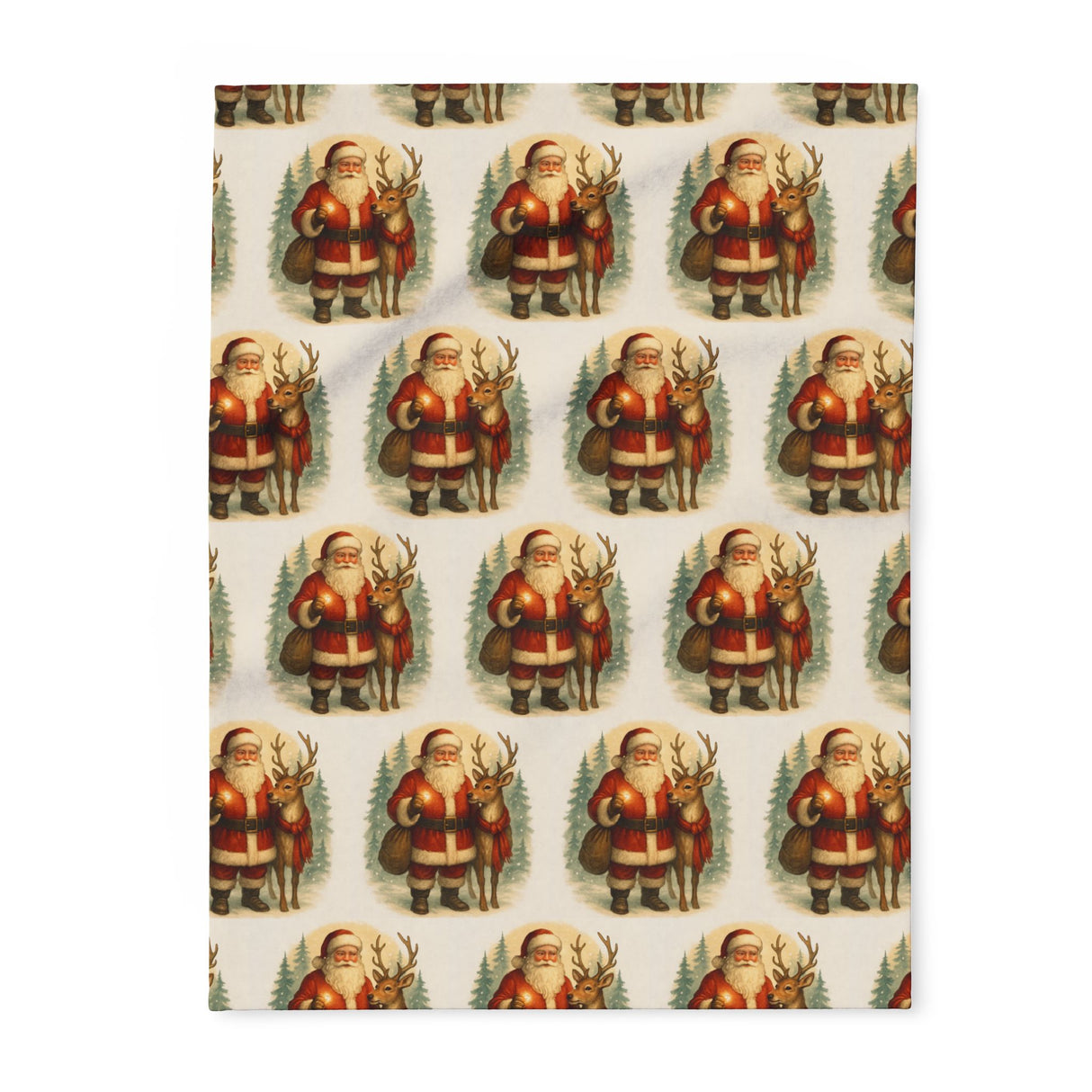 Close-up of the soft texture of the Santa Pattern Fleece Blanket, ideal for warm and cozy evenings.