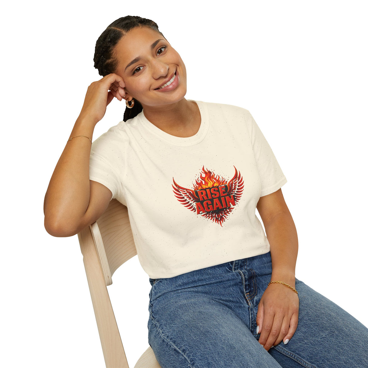 Rise Again Phoenix T-Shirt — Flaming Wings Motivational Tee