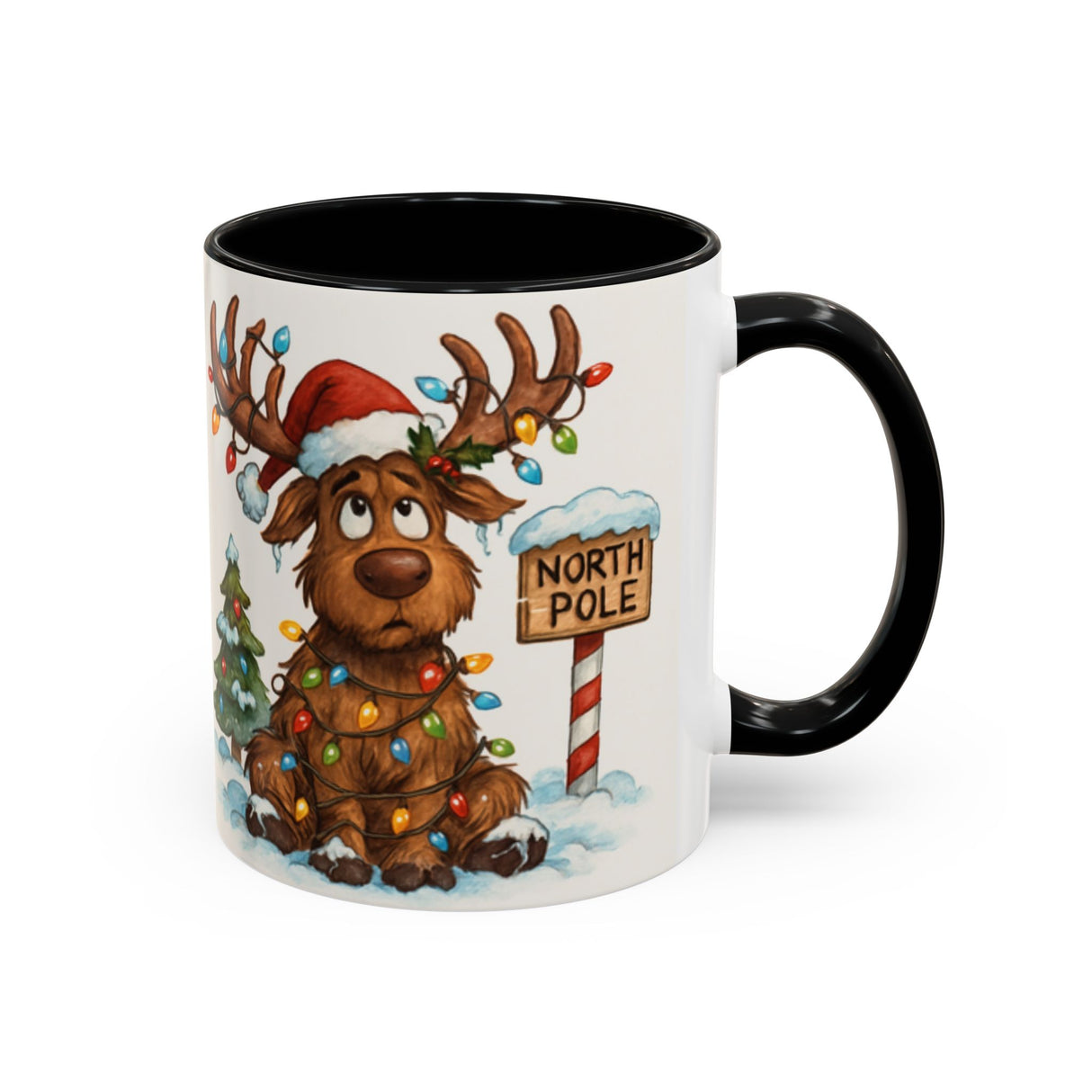 Bright and colorful Christmas Reindeer Coffee Mug with its festive design, suitable for holiday gatherings.