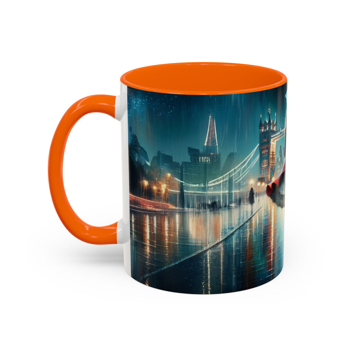 Glamorous Cityscape Coffee Mug surrounded by books, perfect for relaxation with coffee.