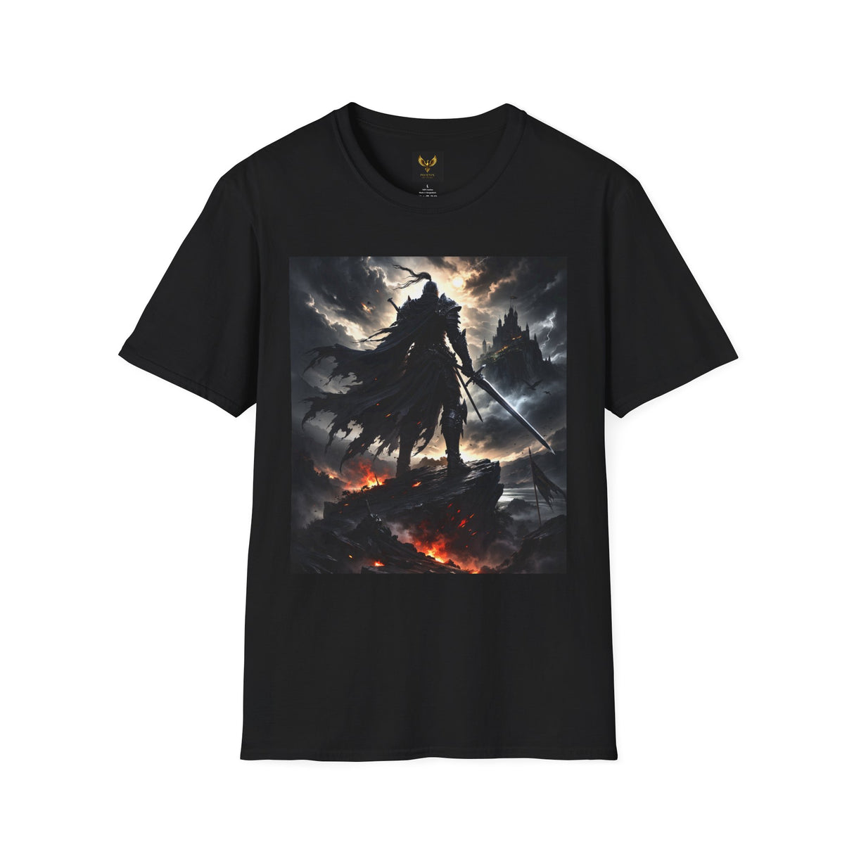 Dark Warrior Graphic T-Shirt — Epic Fantasy Sword Silhouette