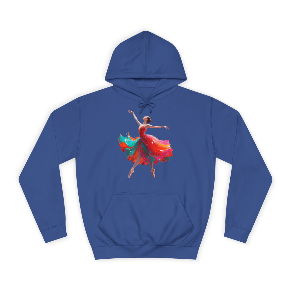 Ballet Dancer Art Hoodie featuring rich colors of crimson, teal, and gold, perfect for adding a splash of creativity.