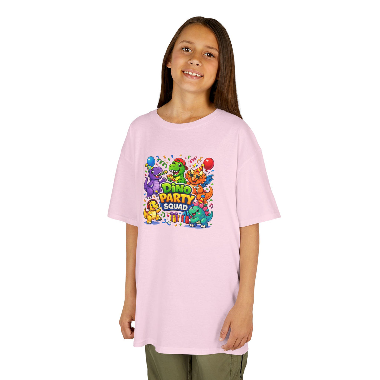 "Dino Party Squad" Colorful Birthday Dino Tee Kids — T-Shirt