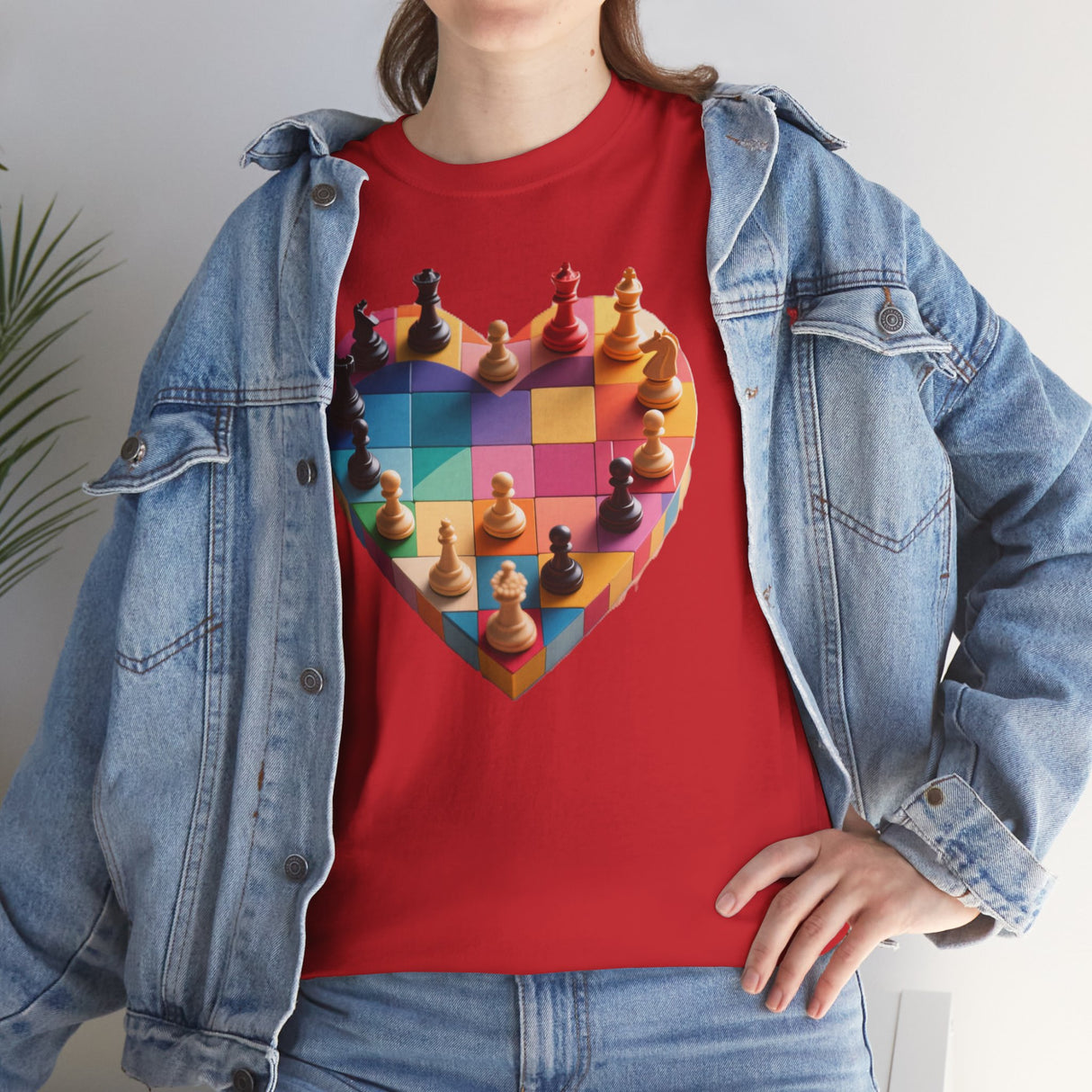 Person styling the Chess Heart T‑Shirt for a casual day at the park.