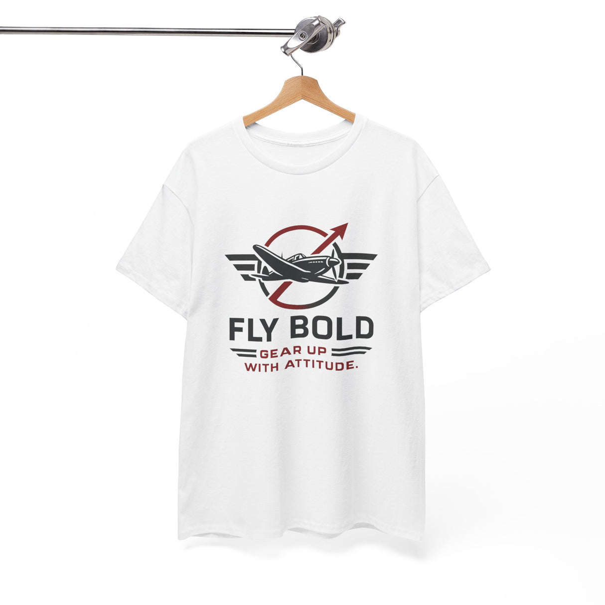 Fly Bold Graphic Tee shown on a model, representing confidence and attitude in aviation.