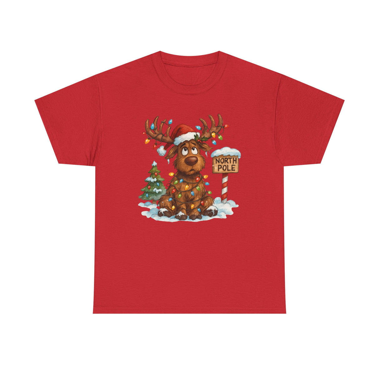 Back view of the Christmas Reindeer Tee, highlighting the soft cotton fabric ideal for winter comfort.