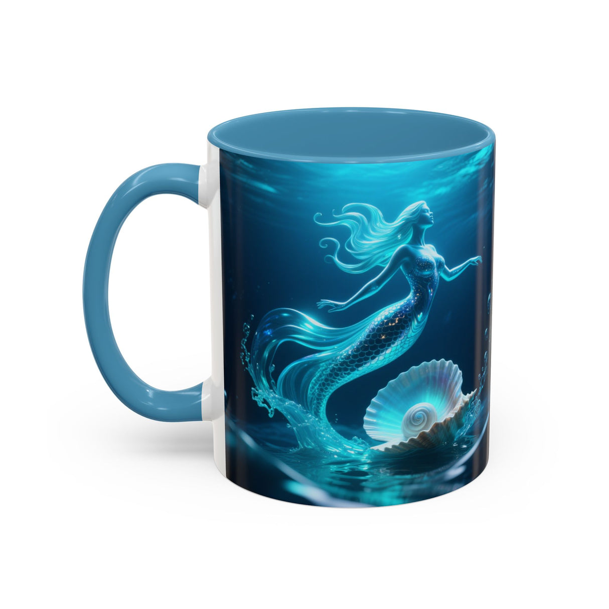 Mermaid Shell Accent Coffee Mug – Ocean Fantasy 11/15oz US