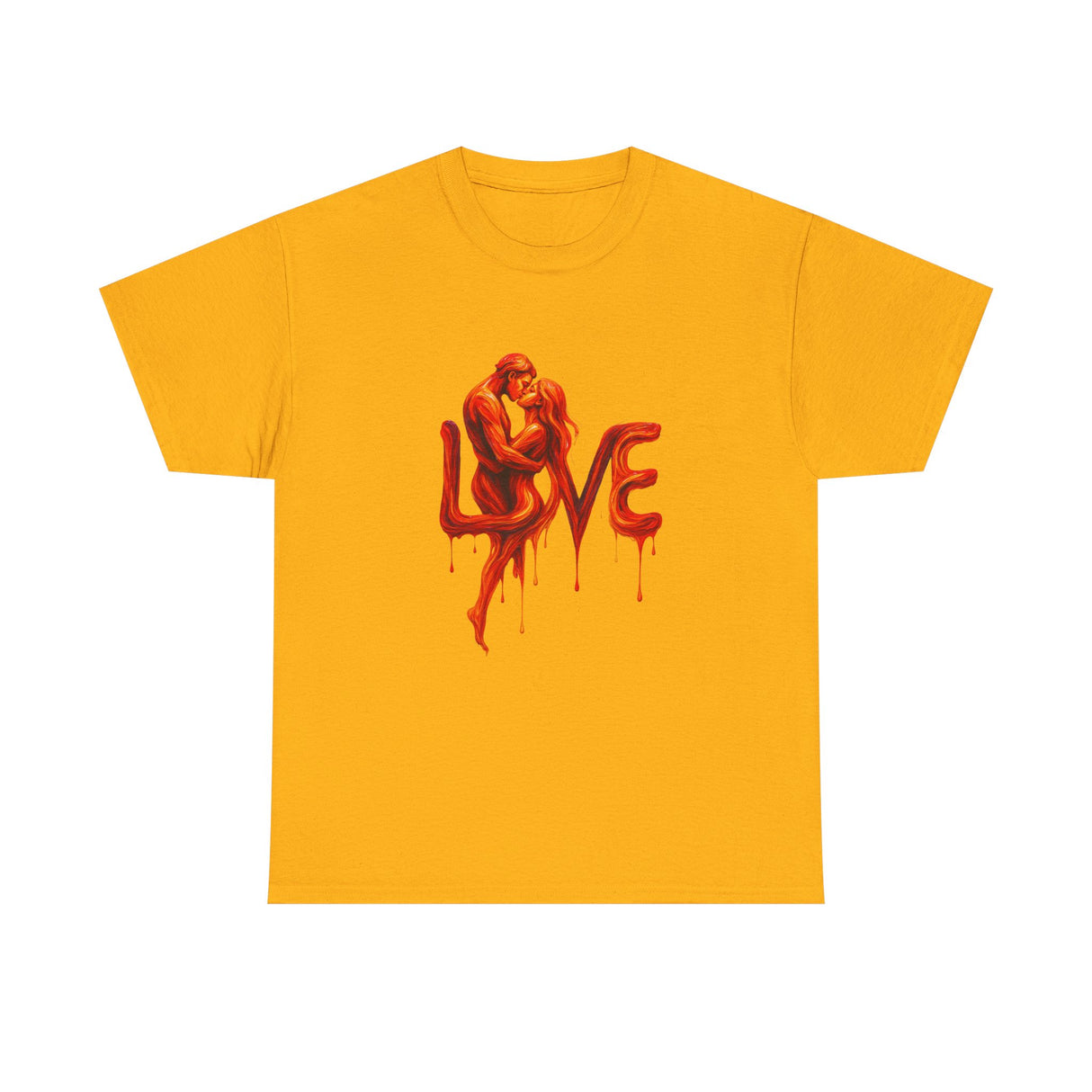 Back view of the Love Silhouette T-Shirt - Romantic Dripping Heart Design highlighting the classic crew neck and relaxed fit.