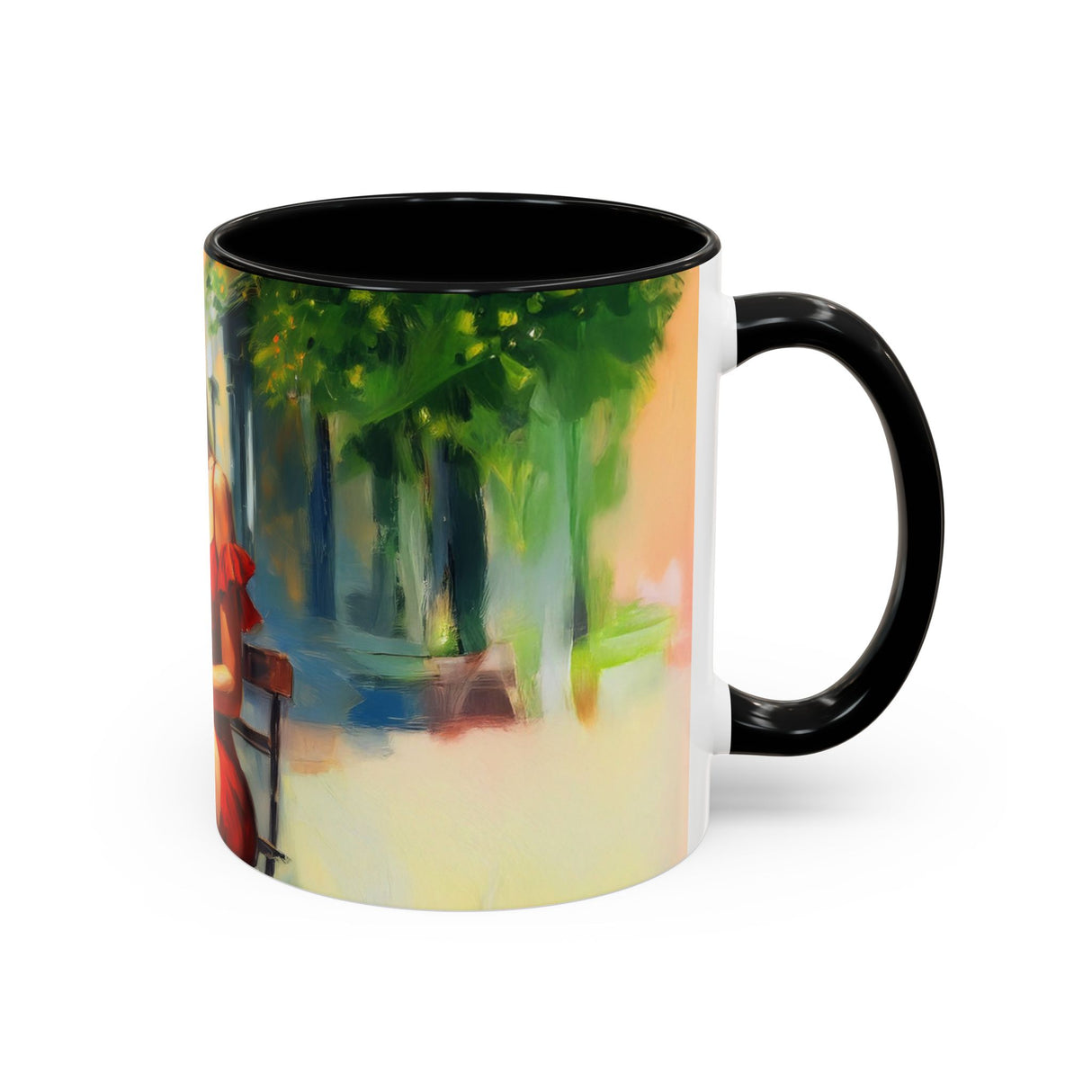 Artistic Red Dress Accent Coffee Mug - 11oz styled with a warm scarf for a cozy look