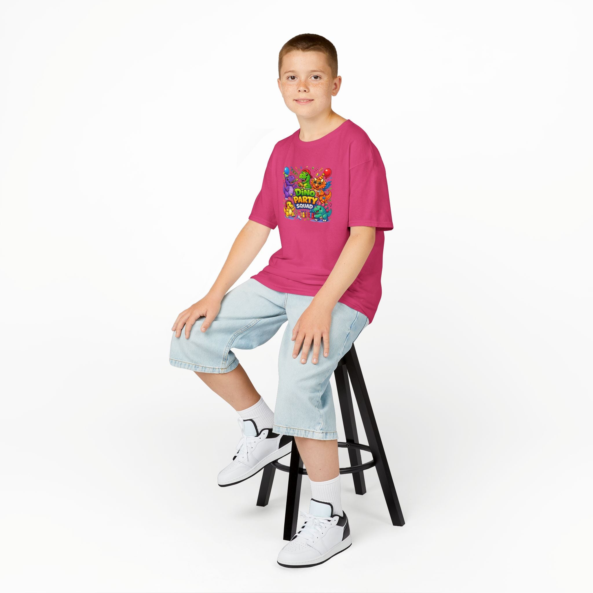 "Dino Party Squad" Colorful Birthday Dino Tee Kids — T-Shirt