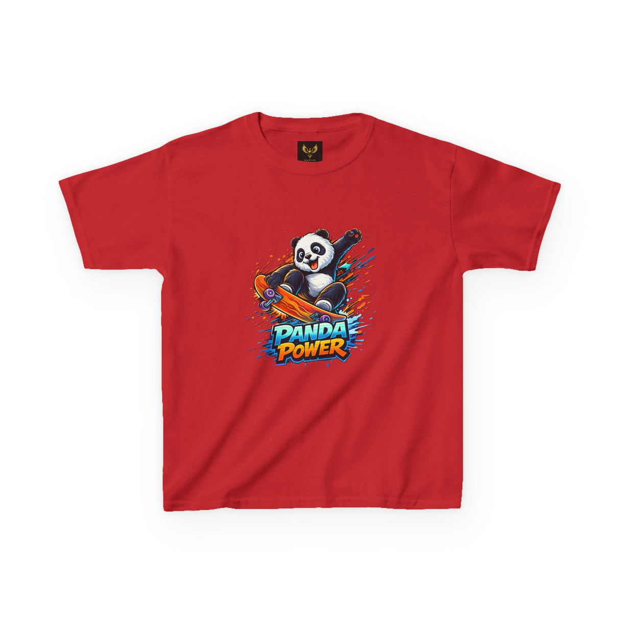 'Panda Power' Cartoon Skateboarding Panda Graphic — Kids Tee