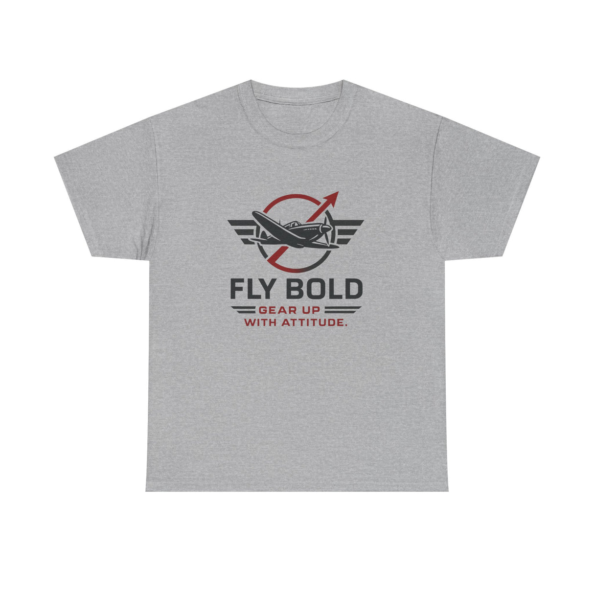 Close-up of the aviation emblem on the Fly Bold Graphic Tee captured in natural light.