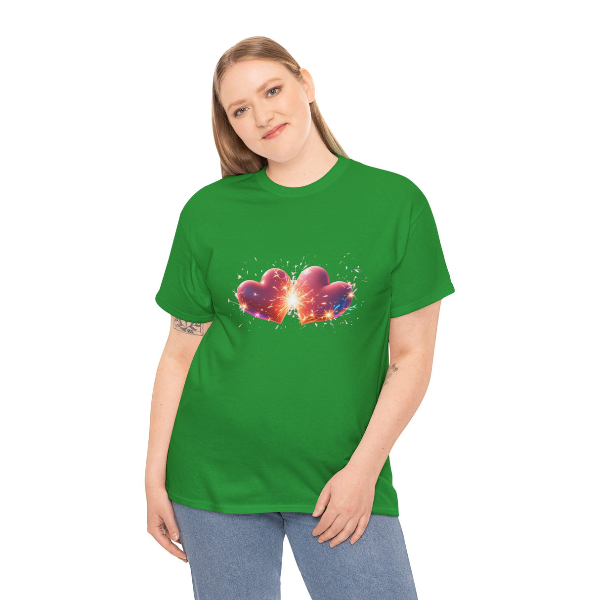 Artistic angle of the Cosmic Heart T-Shirt's nebula heart design.