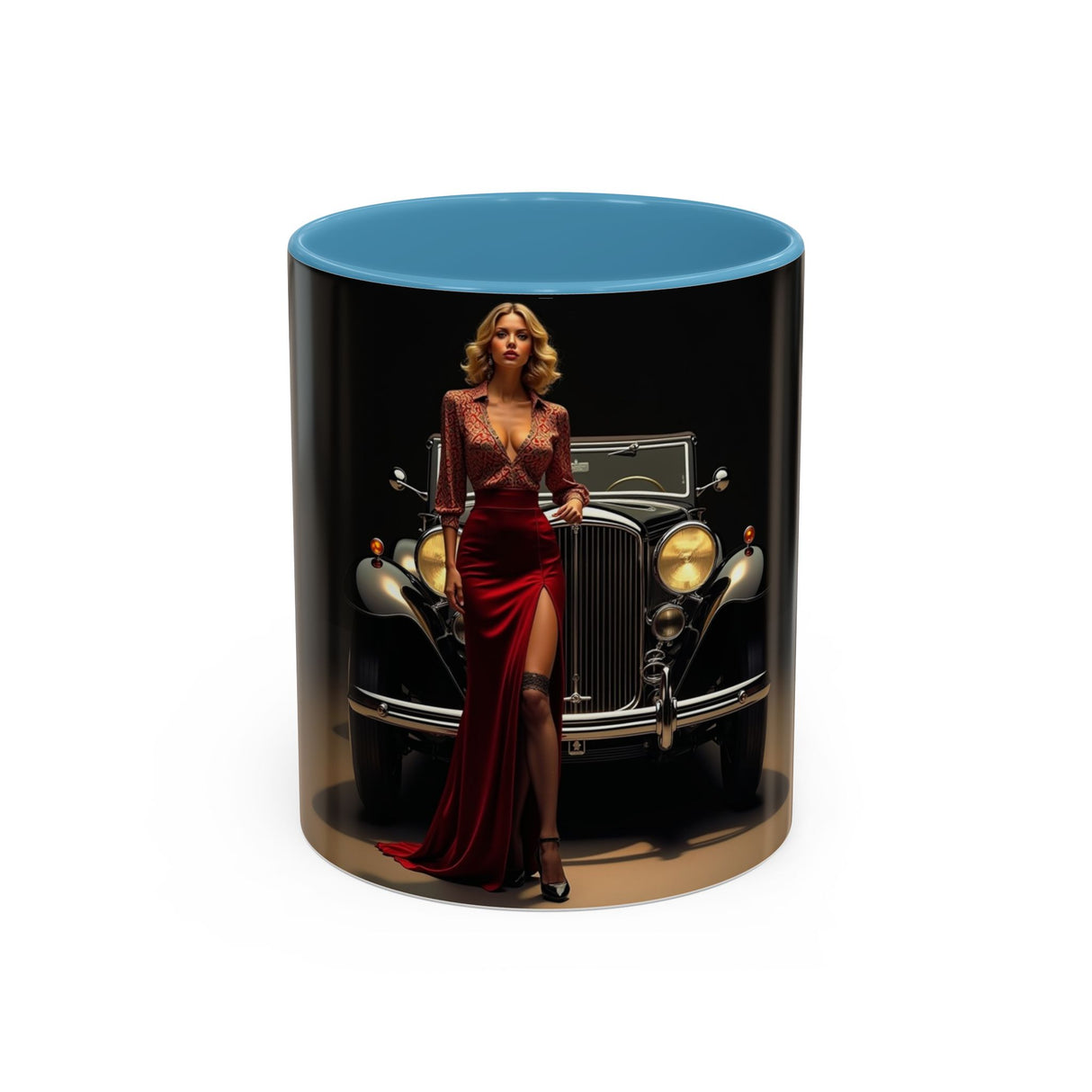 Vintage Glamour Coffee Mug - 11oz displayed with other kitchenware for a chic look.