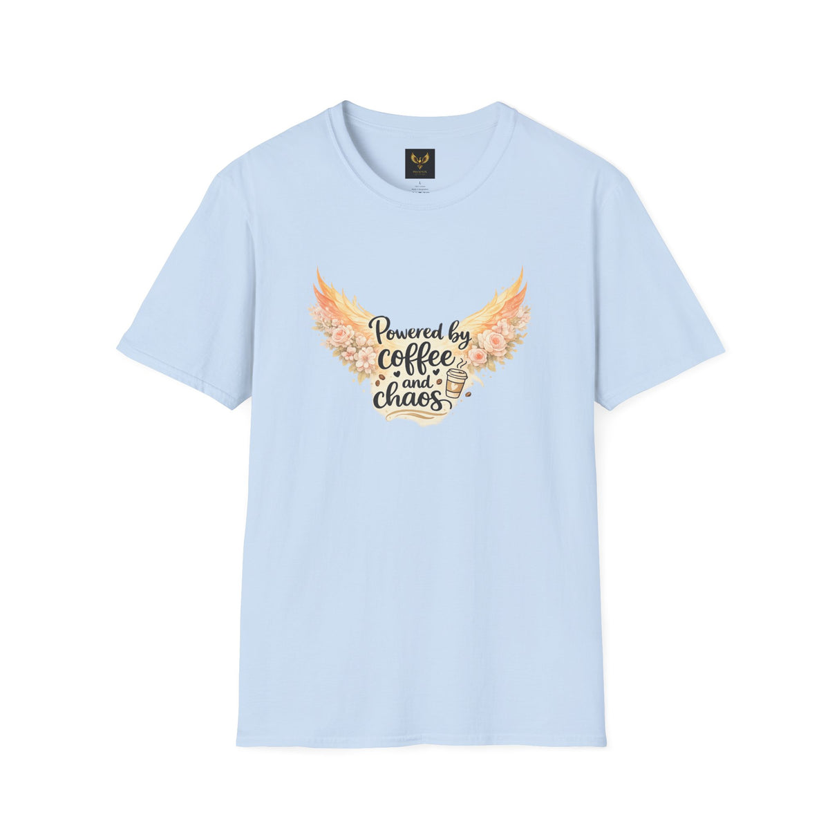 "Powered by Coffee and Chaos" Graphic Tee — Rebirth Stylish Women T-Shirt