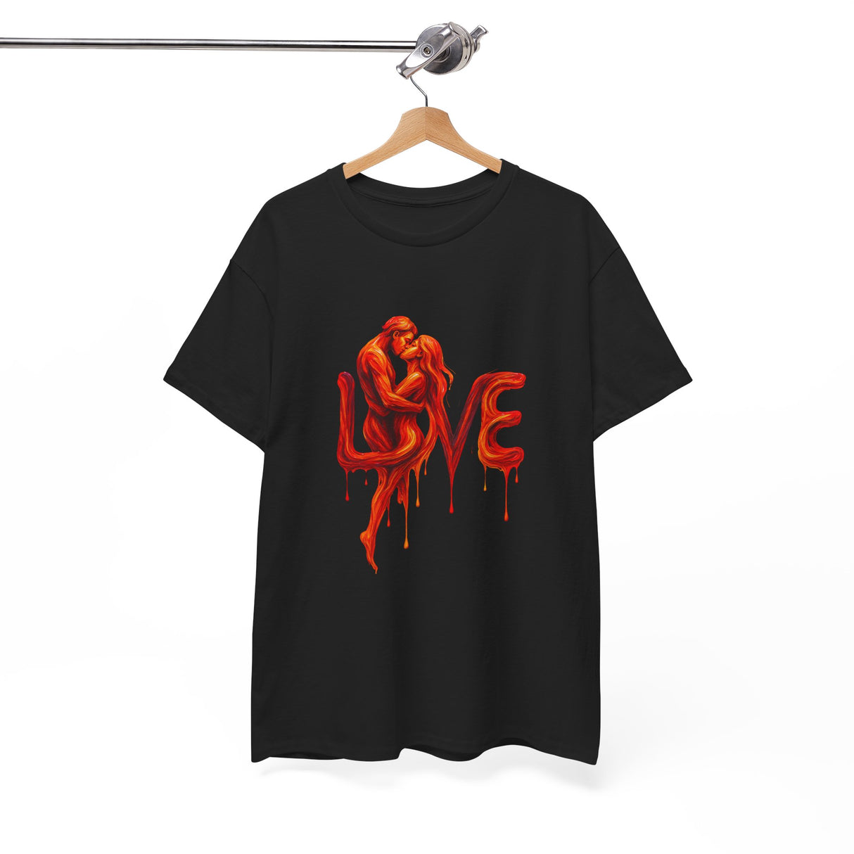 Love Silhouette T-Shirt - Romantic Dripping Heart Design shown with casual accessories for a complete outfit.