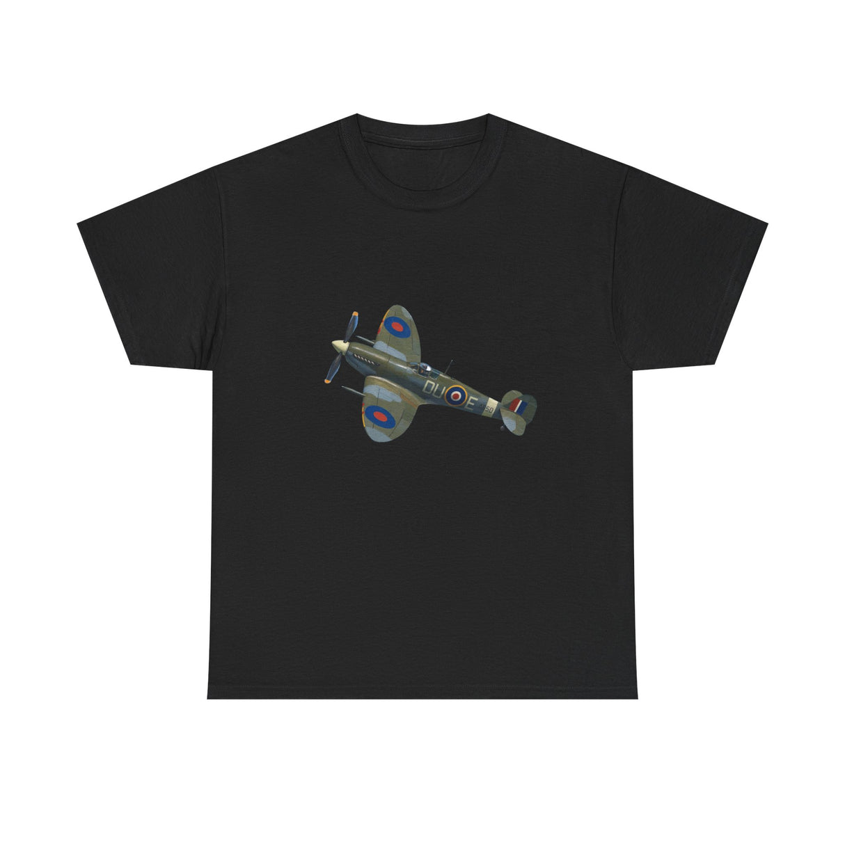Close-up of the vintage artwork on Spitfire Fighter Plane T-Shirt featuring WWII aircraft design