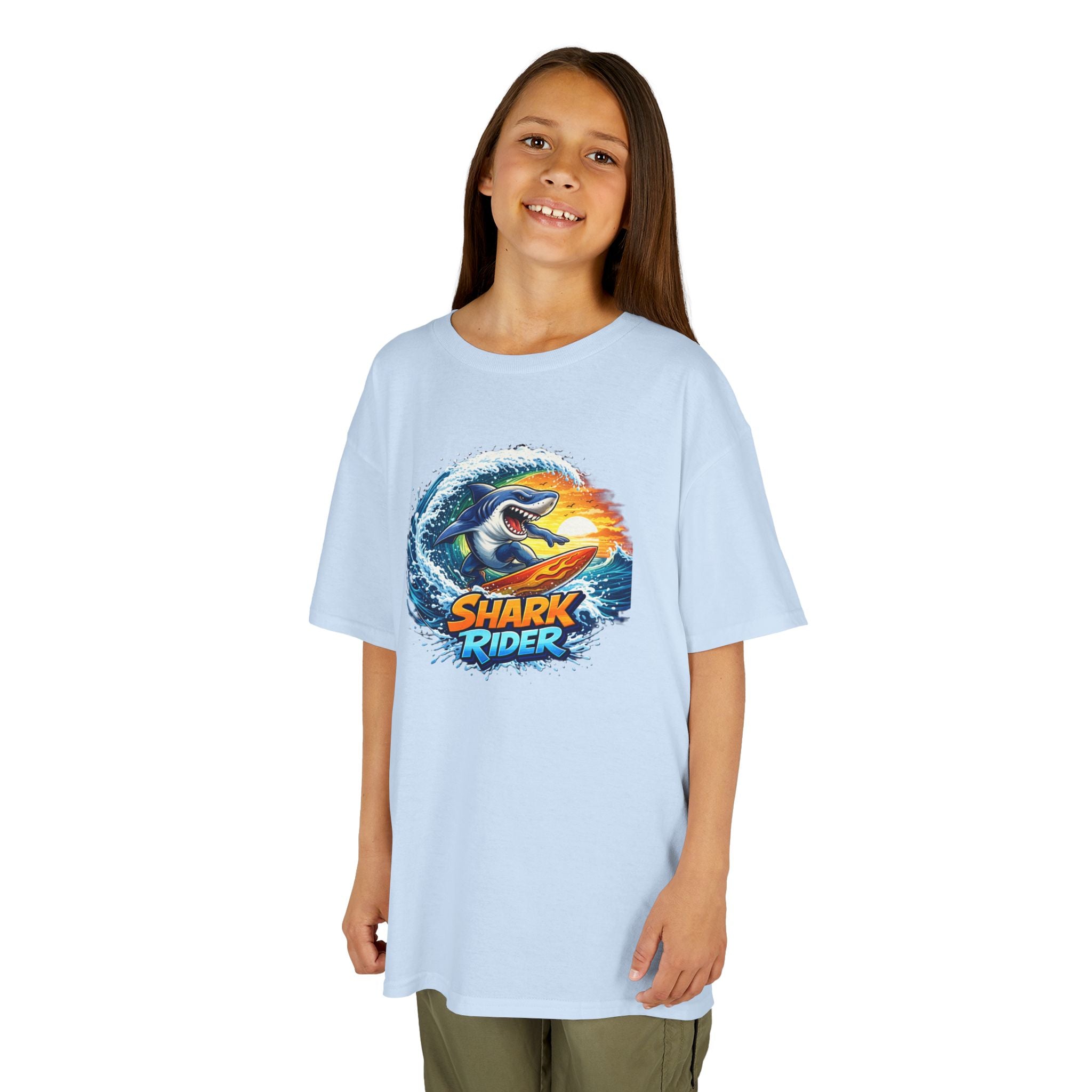 "Shark Rider" Surfing Shark Graphic — Kids Tee