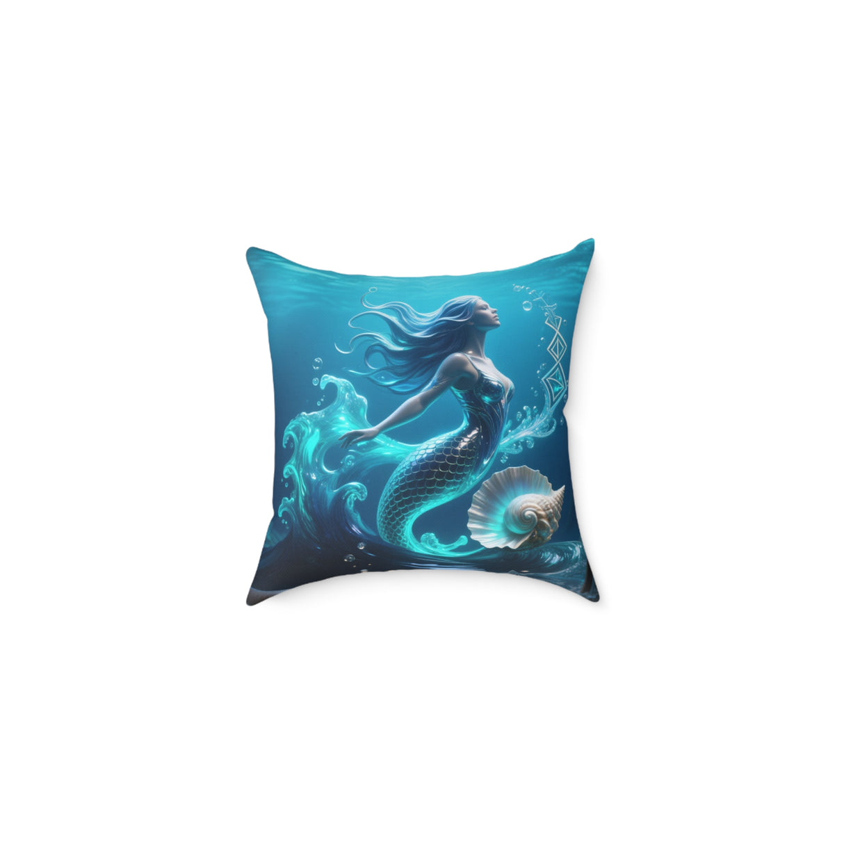 Mermaid Ocean Pillow - Fantasy Sea Nymph Square Throw Pillow 16" × 16" US