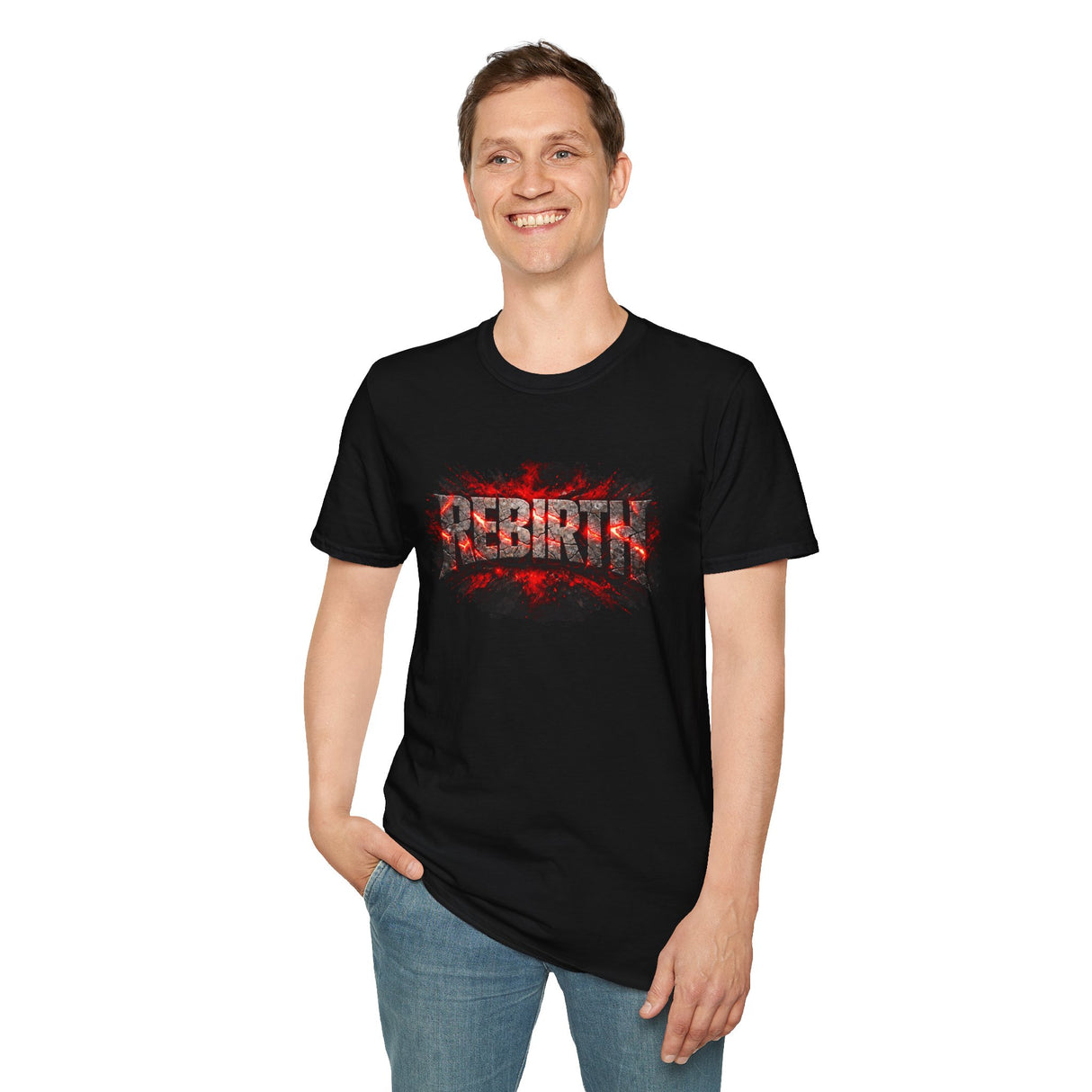Rebirth Graphic T-Shirt — Distressed Red Flame Logo Tee