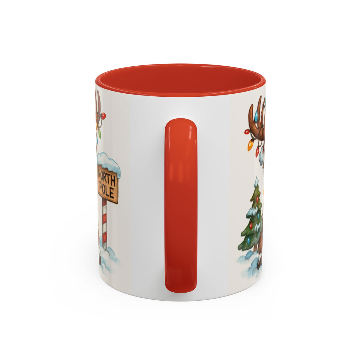 Christmas Reindeer Coffee Mug with cheerful reindeer artwork, a great addition to holiday festivities.