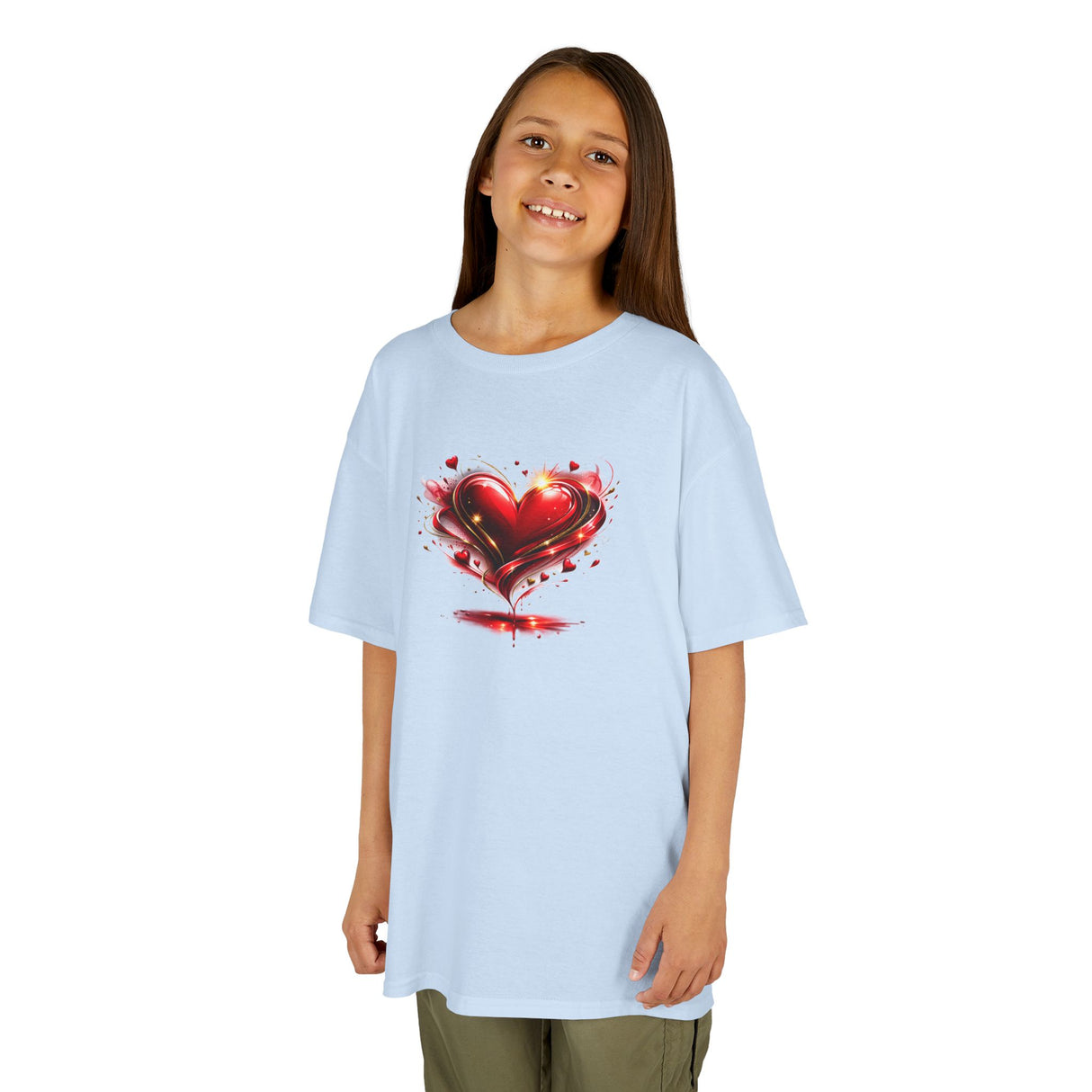 Red Heart Splash Graphic Tee — Kids T‑Shirt