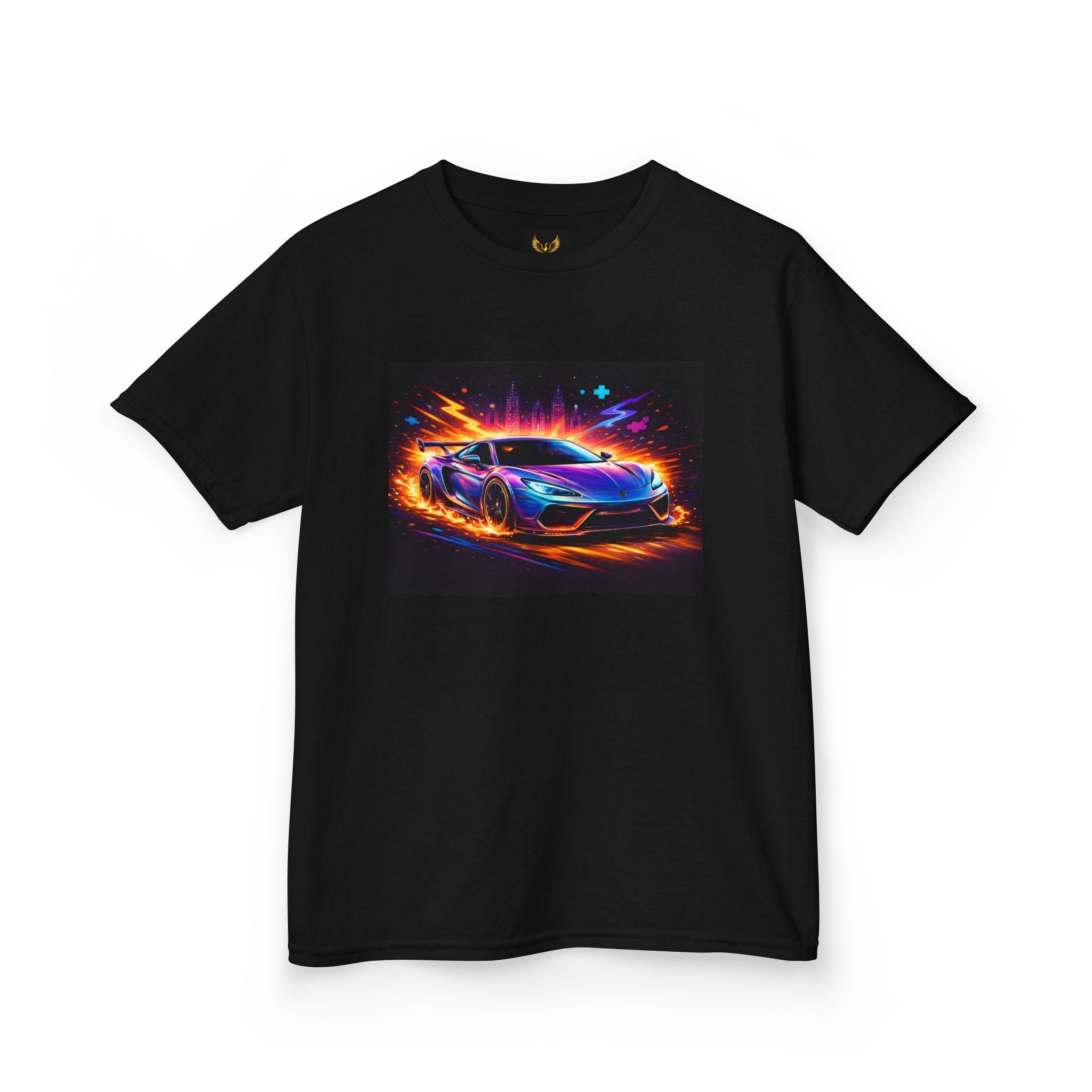 Neon Racing Car Graphic Shirt — Kids Sports Car Tee