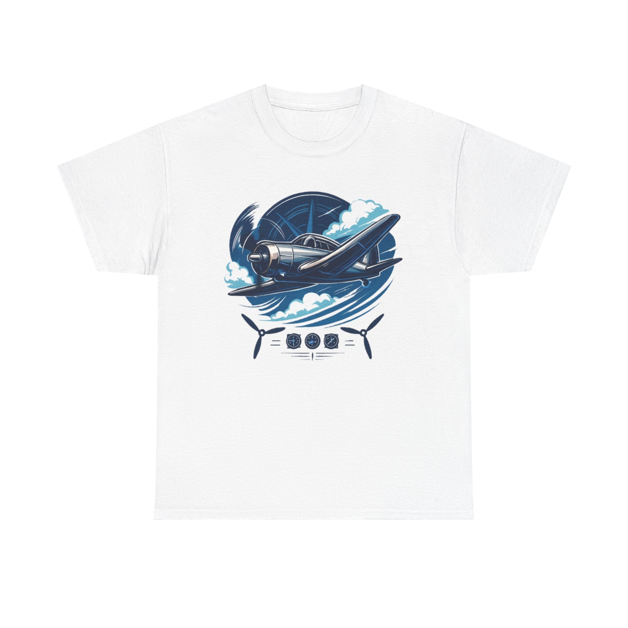 Close-up of the Vintage Airplane Graphic Tee showcasing the detailed retro pilot plane illustration.