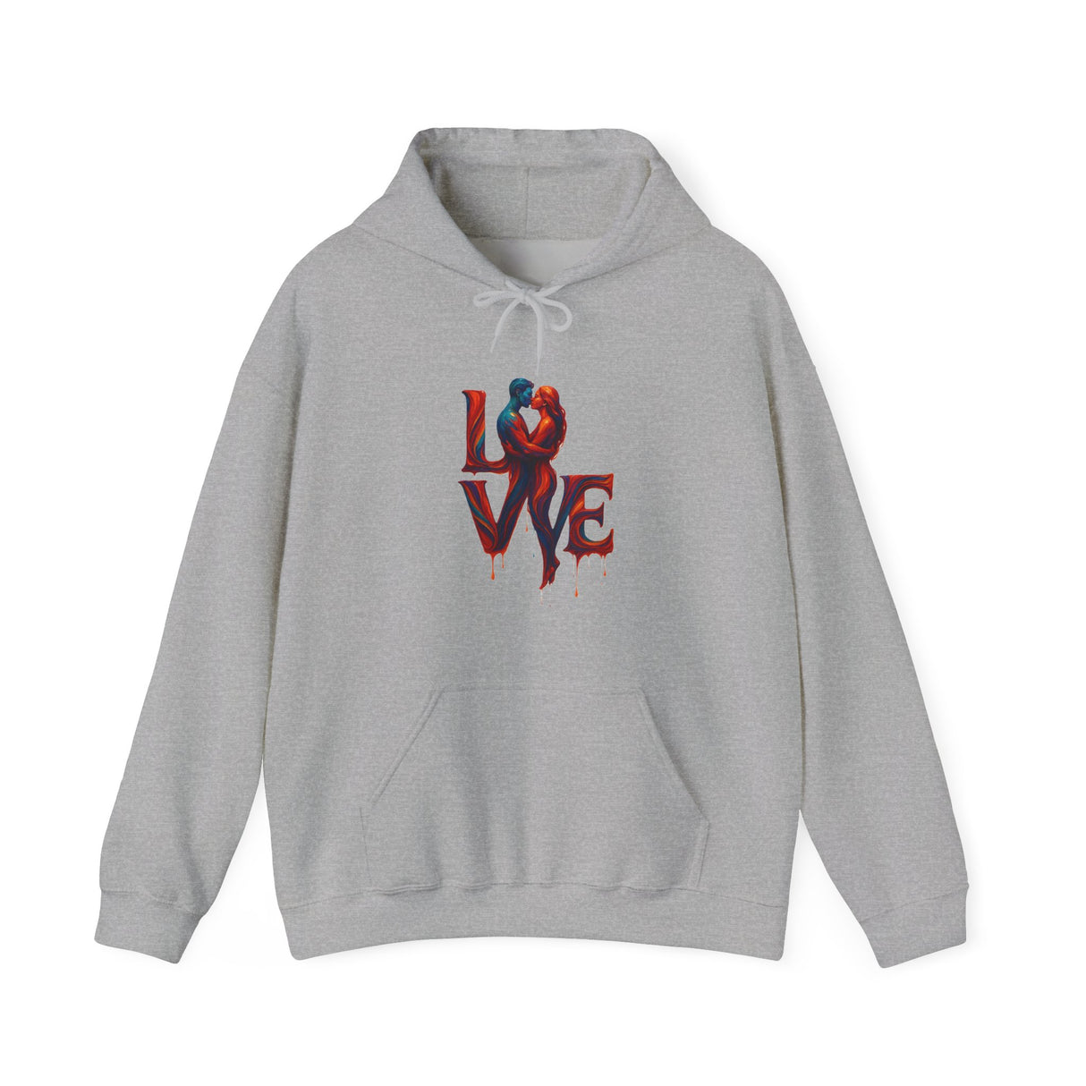 Flat lay of the Love Kiss Hoodie with emphasis on its fabric and print quality.