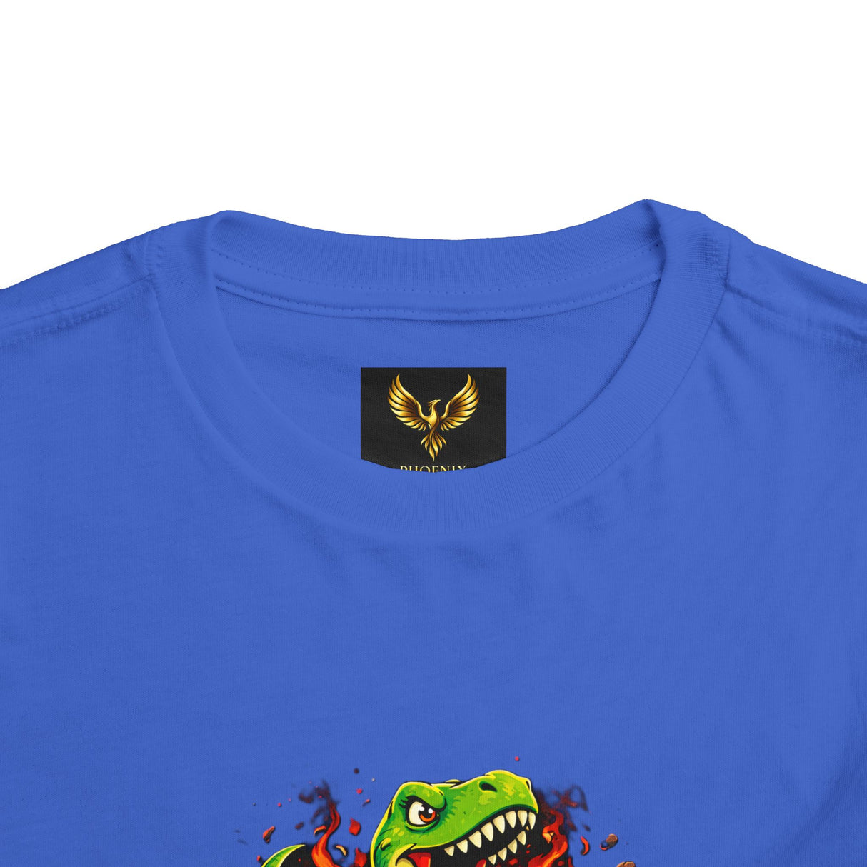 Toddler Tee — "Roaring Into Trouble" Dinosaur Graphic Shirt