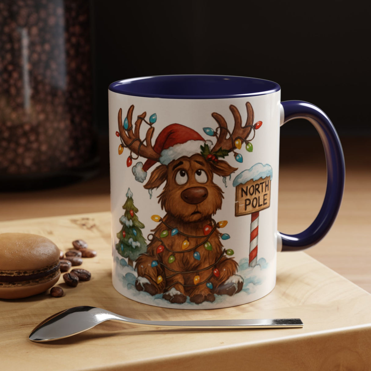Christmas Reindeer Coffee Mug with its unique holiday design, perfect for winter refreshments.