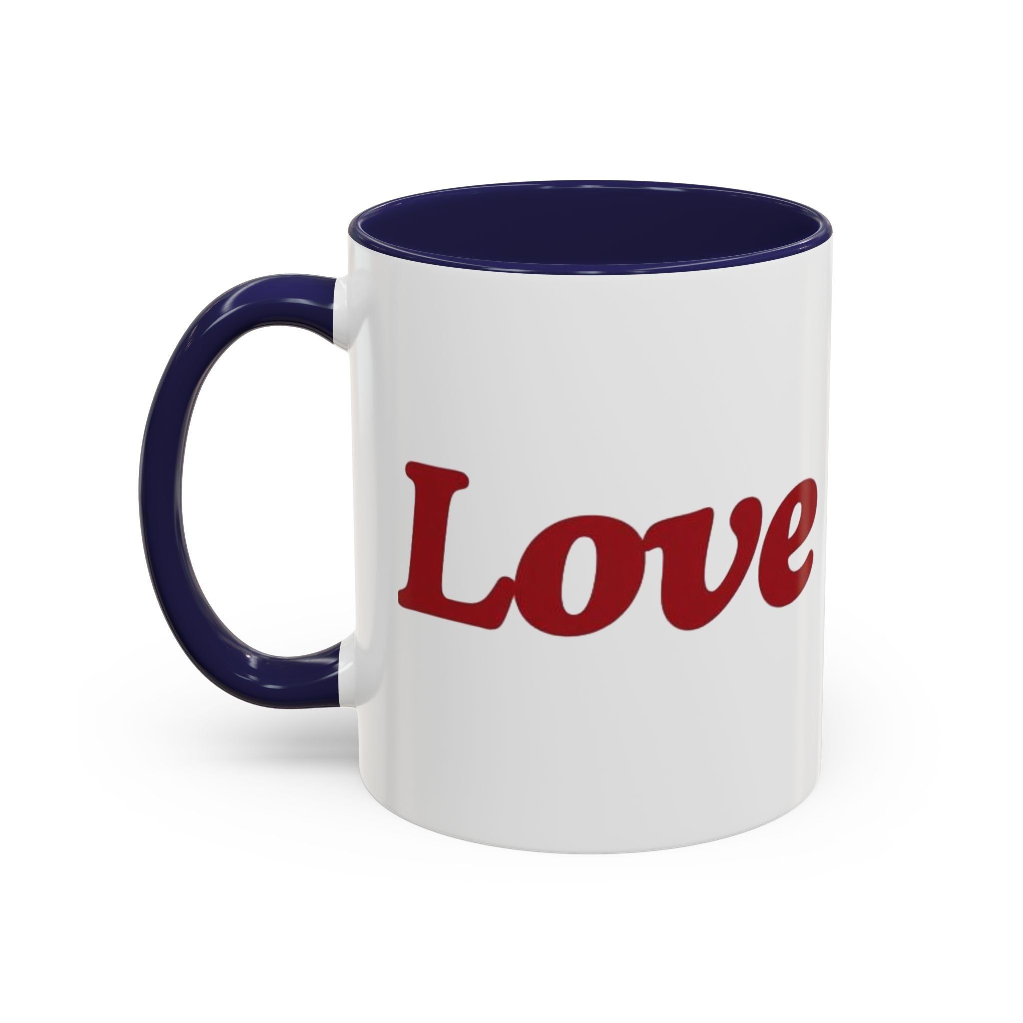 Love Accent Coffee Mug — Red Script Love Design (11oz)