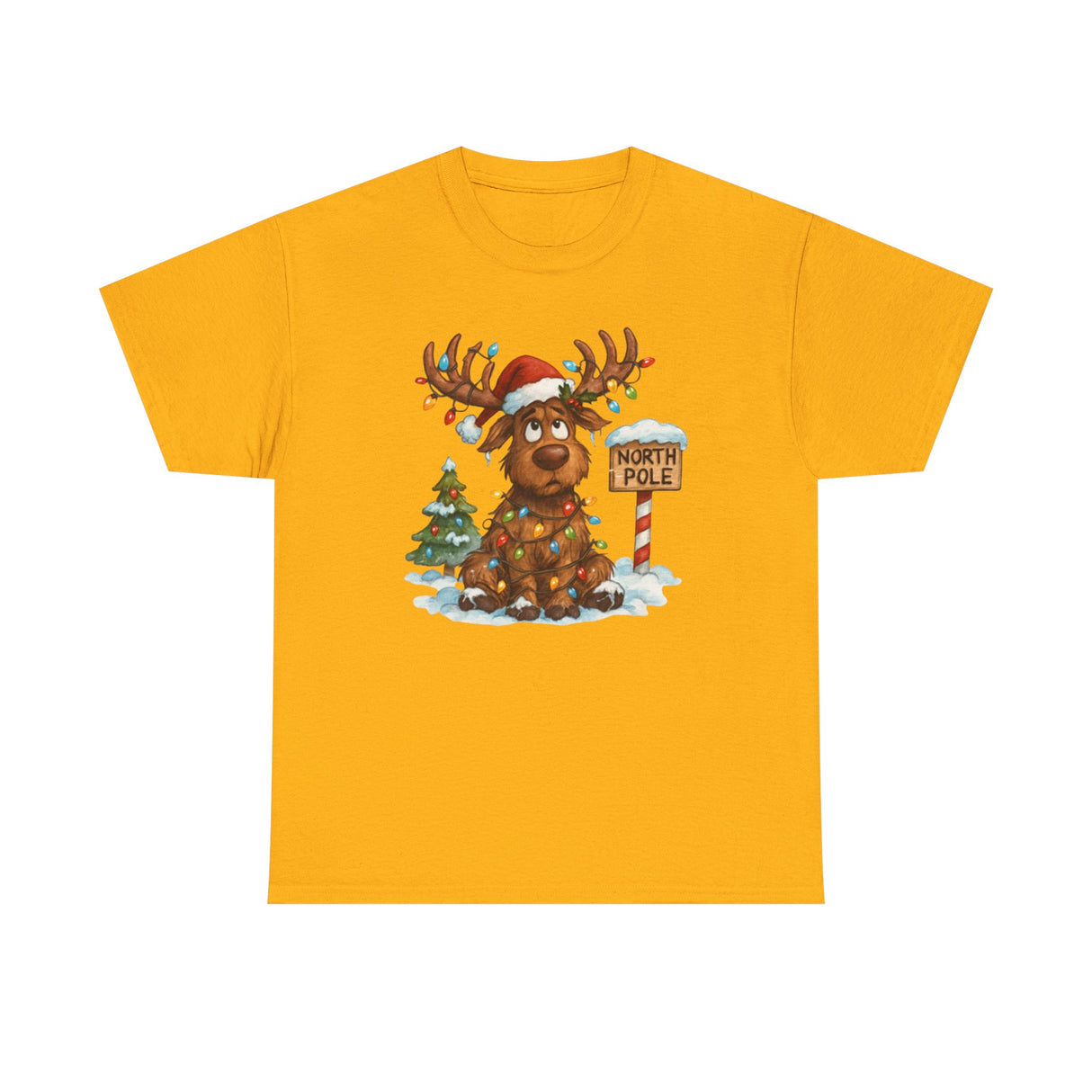 Model wearing the Christmas Reindeer Tee, highlighting its relaxed fit and festive style.