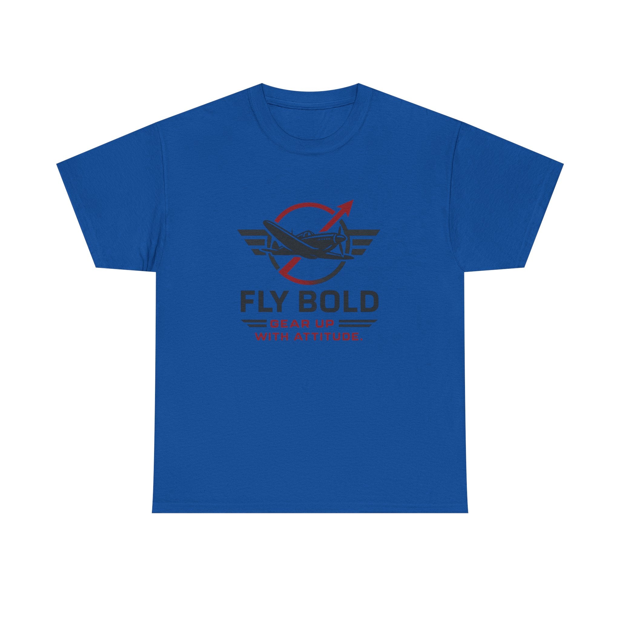 Model wearing Fly Bold Graphic Tee with airplane graphic, perfect for the airshow.