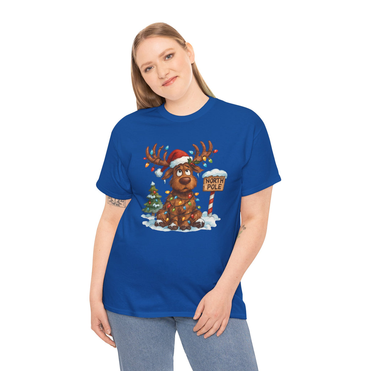Beautifully crafted print on the Christmas Reindeer Tee, a must-have for the holidays.