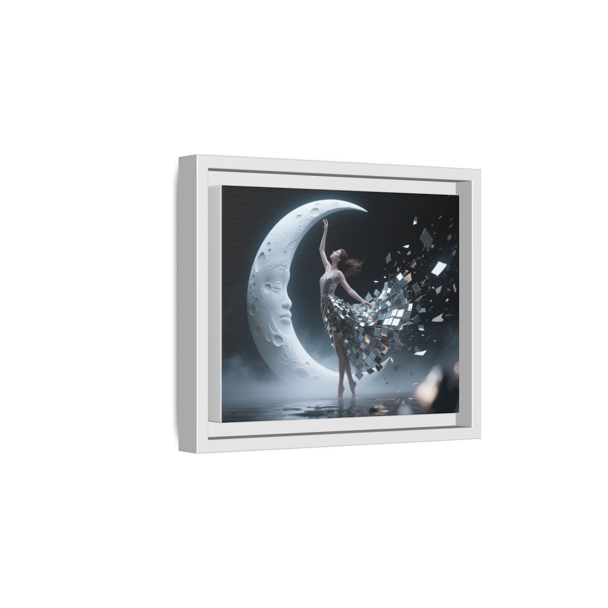 Framed Matte Canvas Art — Dancer & Moon Surreal Wall Decor offering a serene focal point for meditation spaces.