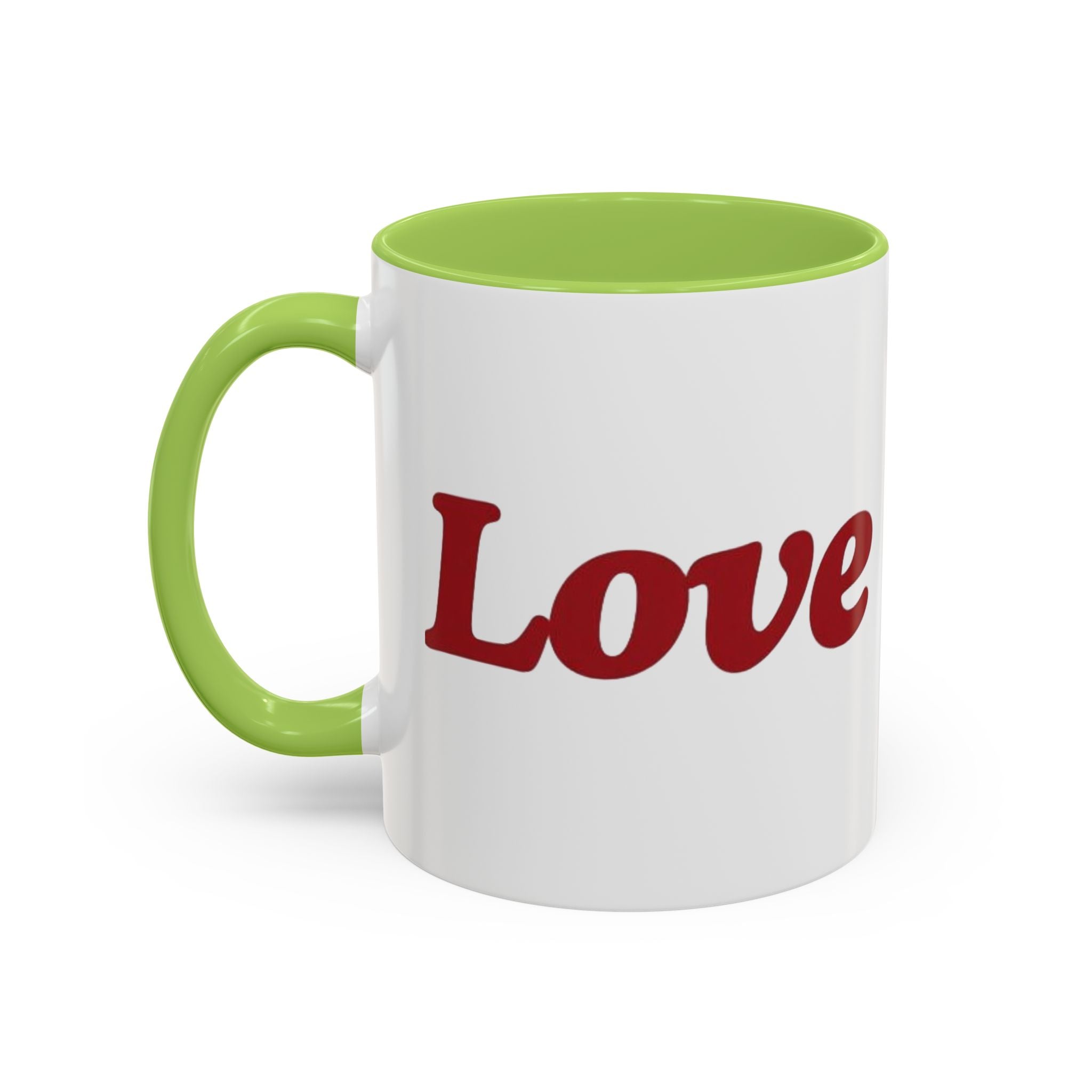Love Accent Coffee Mug — Red Script Love Design (11oz)