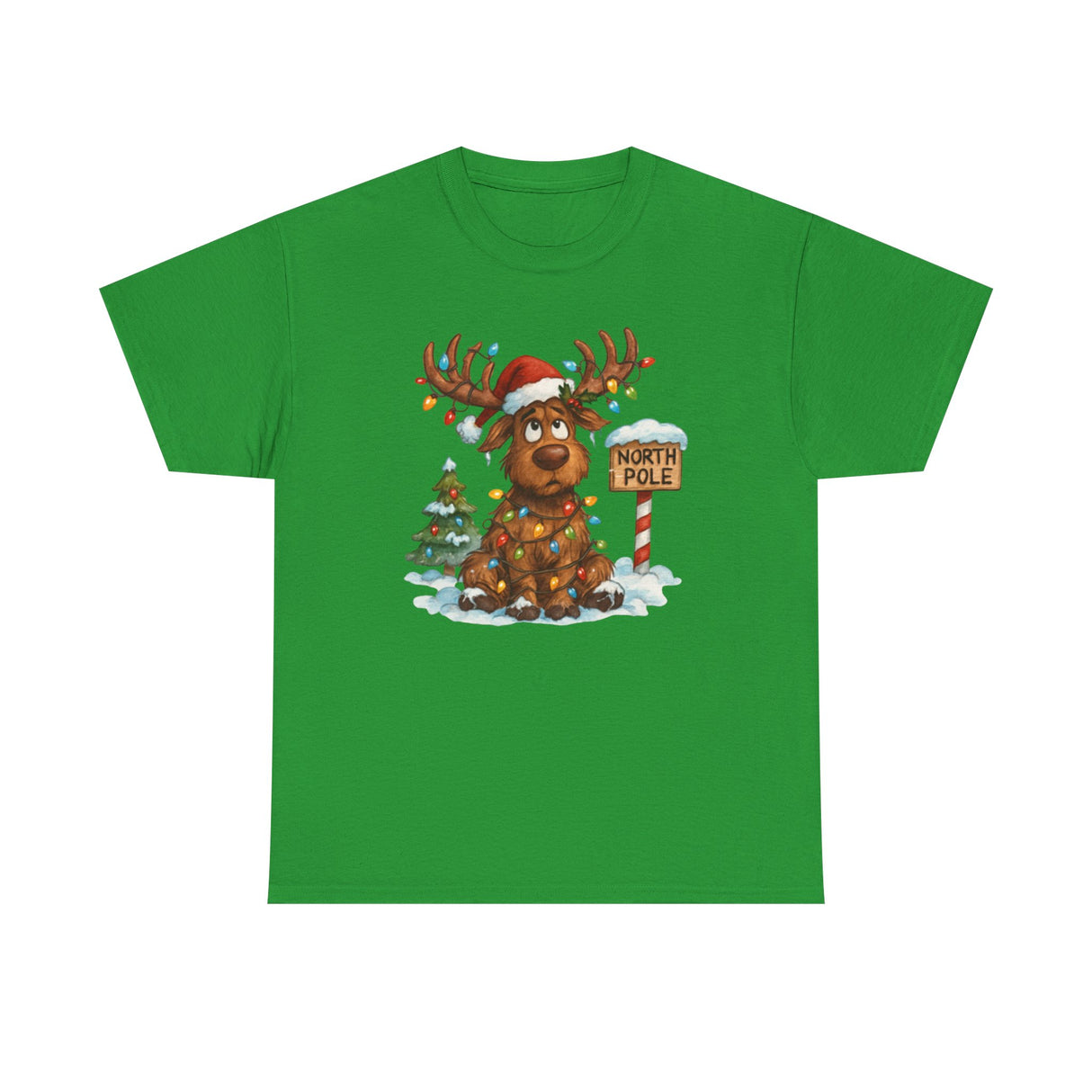 Christmas Reindeer Tee with a vibrant print, perfect for casual winter get-togethers.