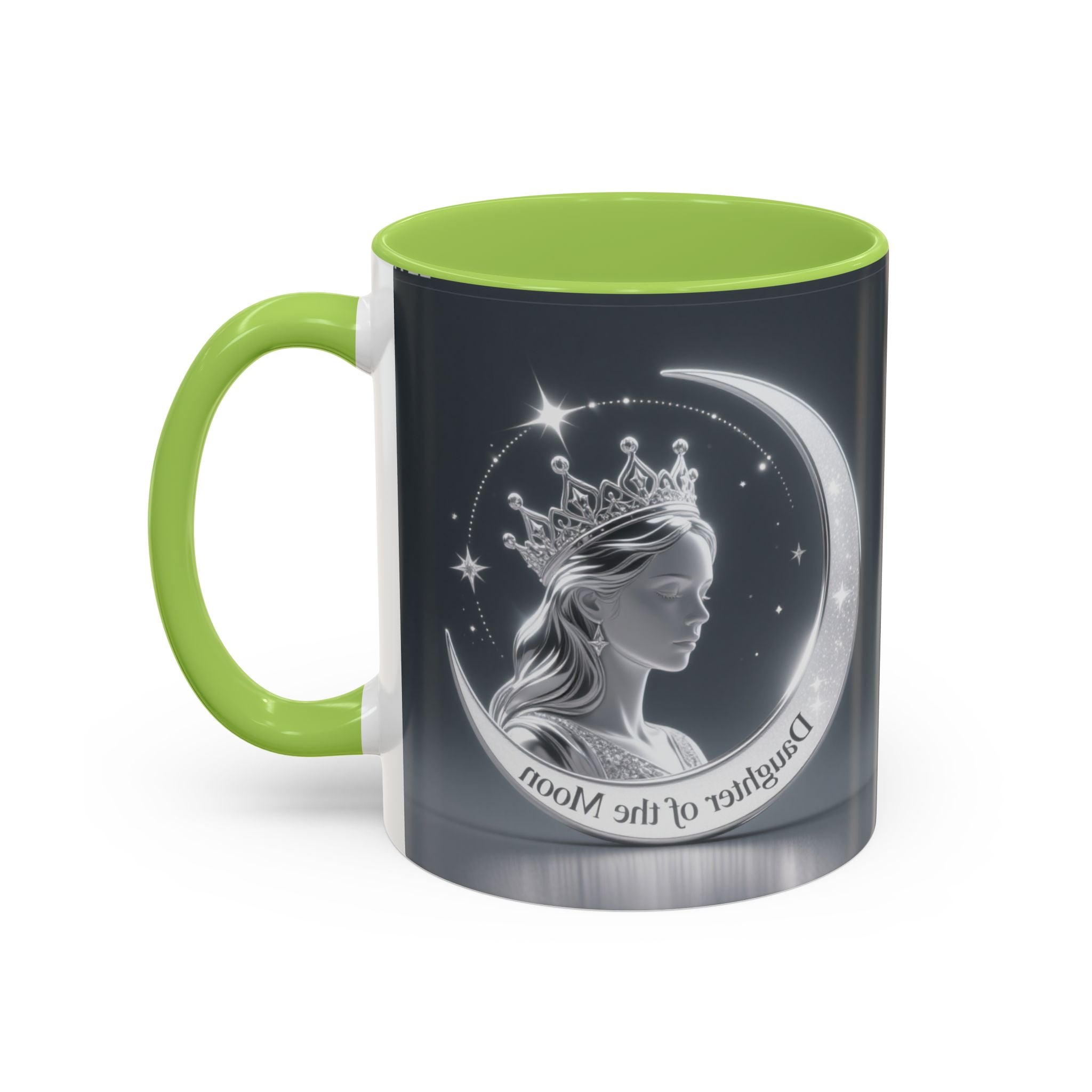 Daughter of the Moon Accent Coffee Mug — Celestial Crowned Woman 11/15oz US