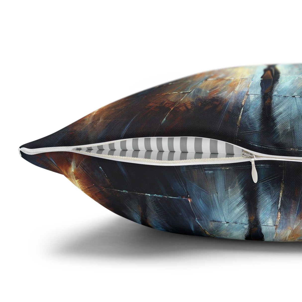 Rainy Night Stroll Decorative Pillowcase displayed with accessories, showcasing the vibrant print and soft texture, ideal for stylish home accents, 16" × 16".