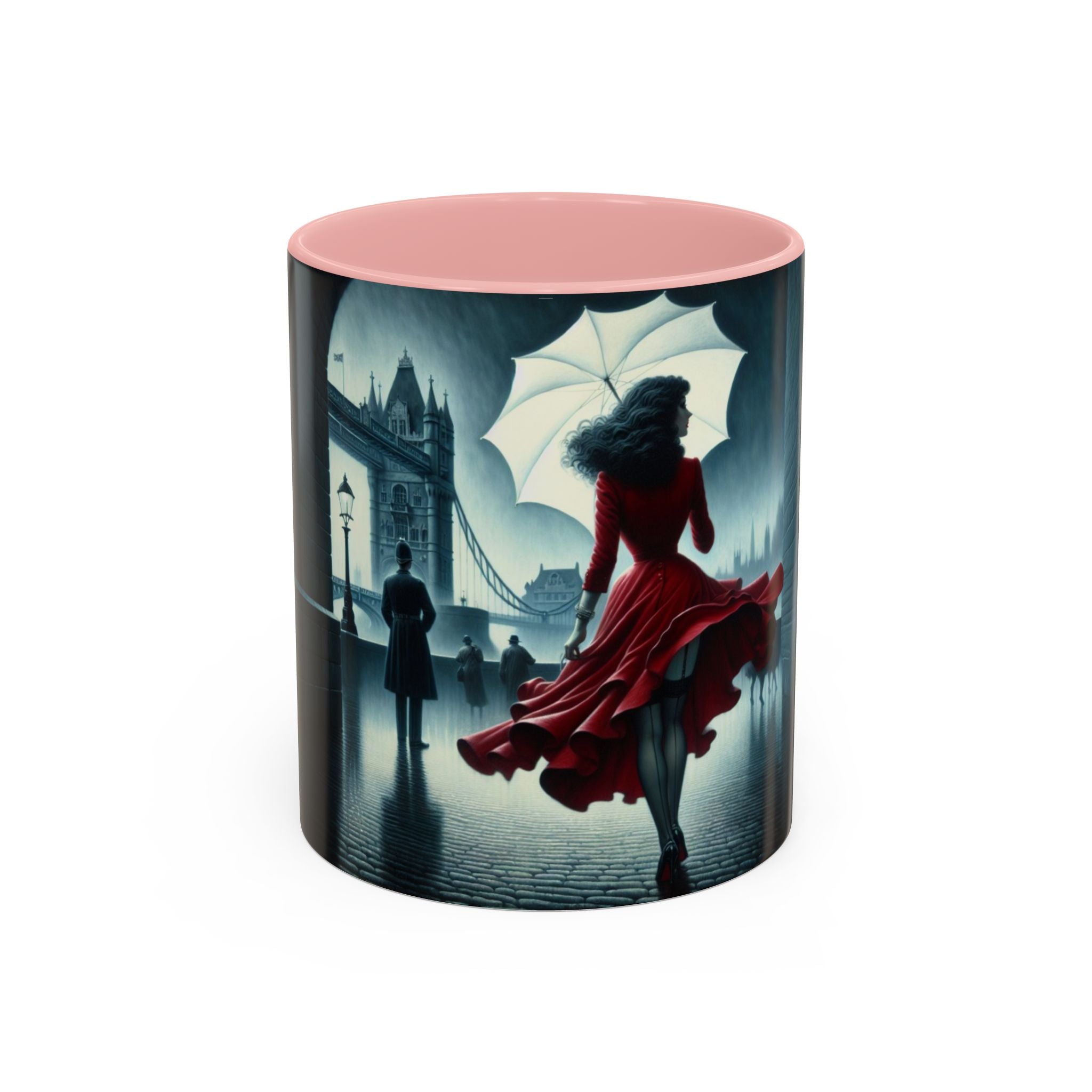 Elegant Cityscape Coffee Mug - 11oz filled with coffee, perfect for any beverage.