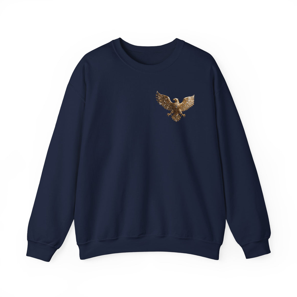 Casual pose of a model in the Crewneck Sweatshirt — Medieval Knight & Eagle Graphic, looking relaxed.