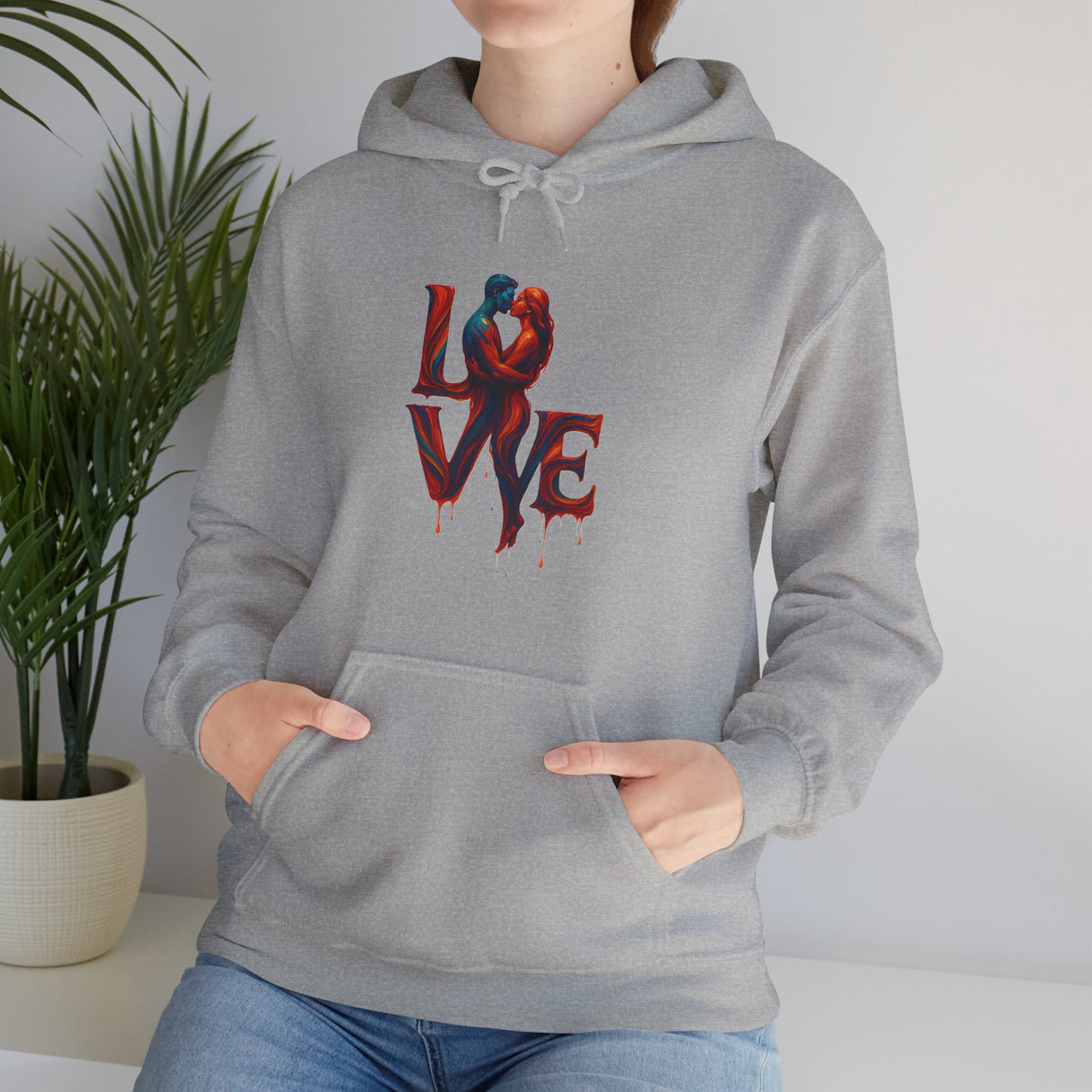 Detail of the Love Kiss Hoodie drawcord and hood showcasing quality craftsmanship.
